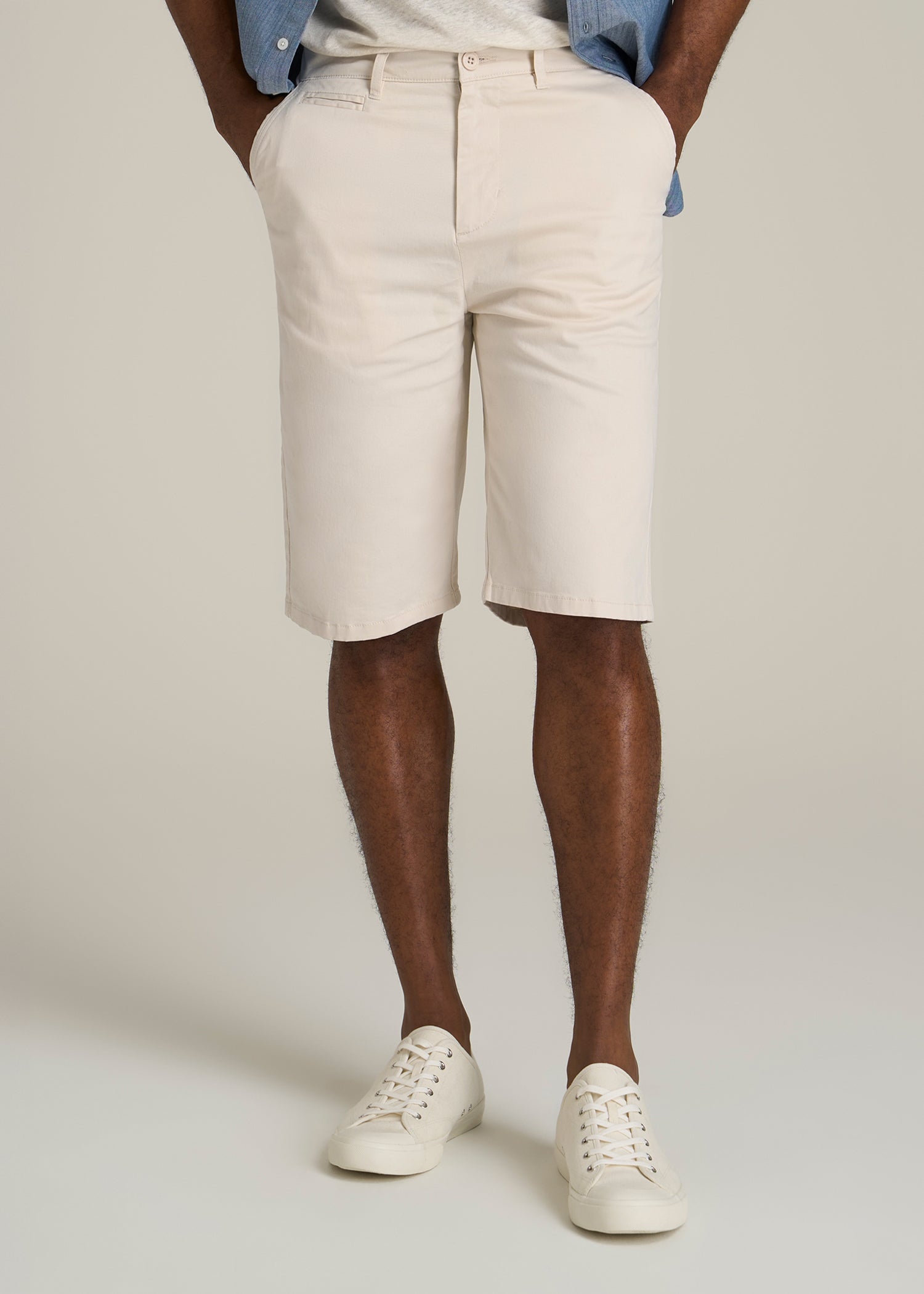 Chino Shorts for Tall Men in Chalk