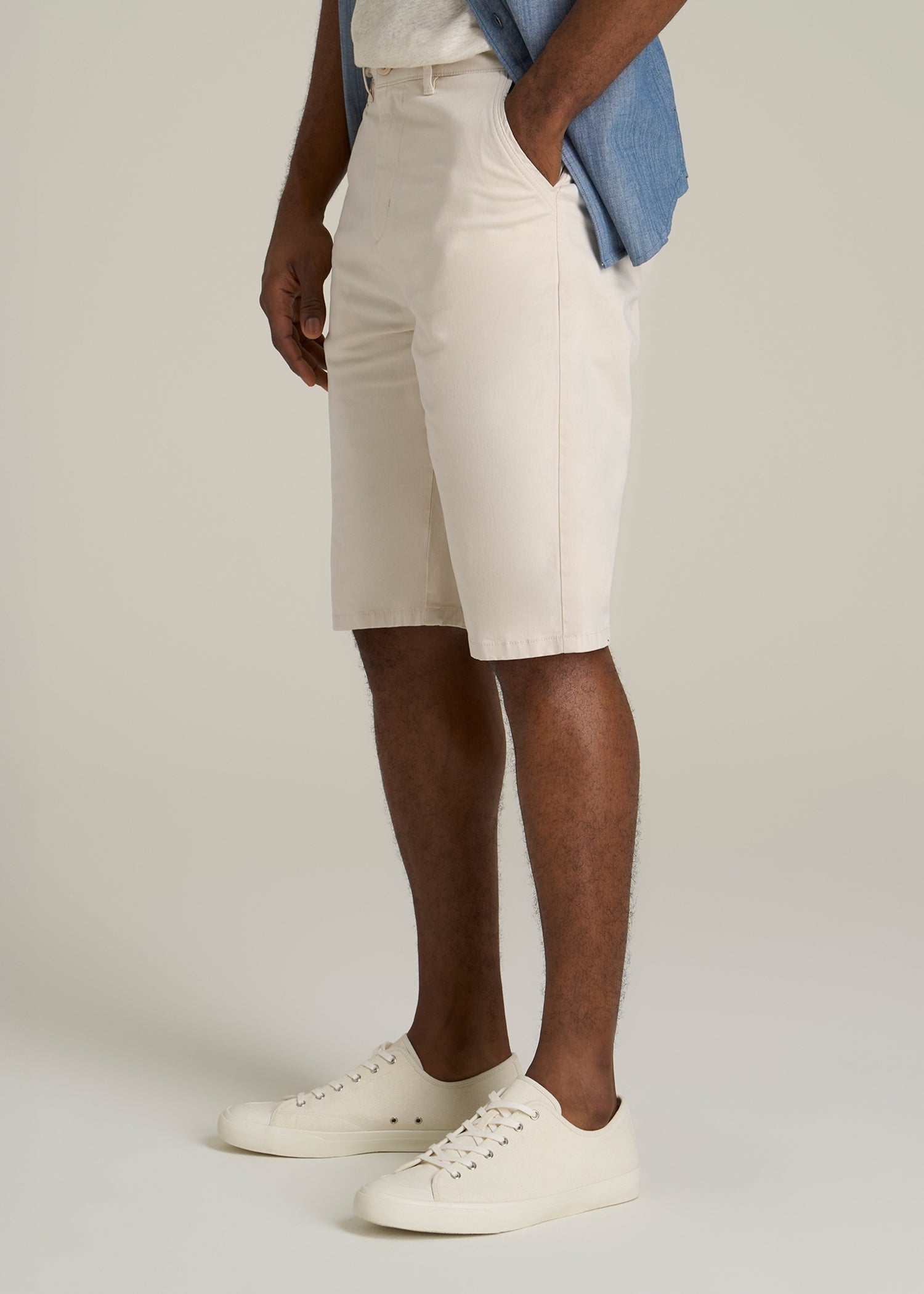 Chino Shorts for Tall Men in Chalk