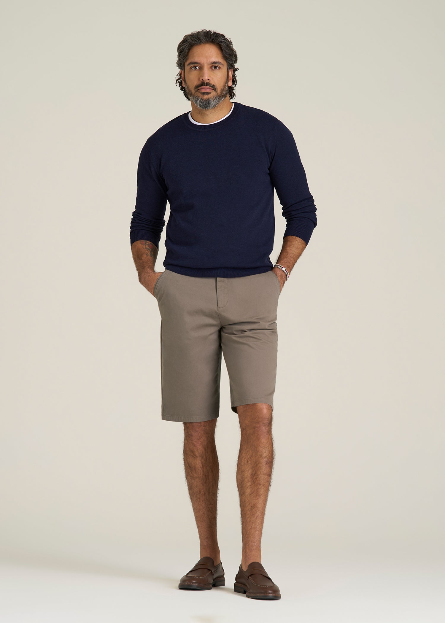 Chino Shorts for Tall Men in Dark Sand