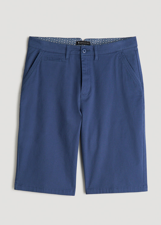 Chino Shorts for Tall Men in Steel Blue