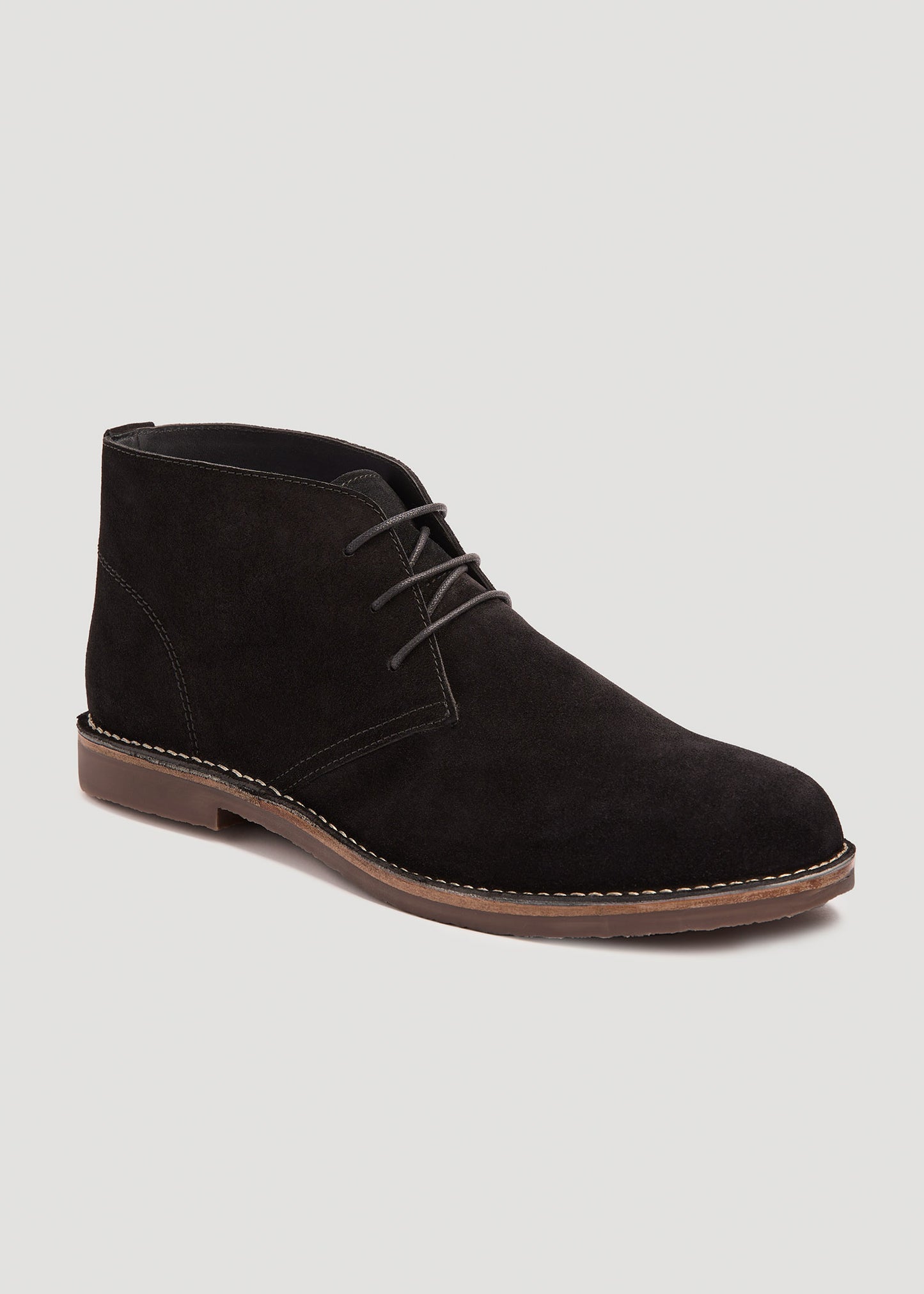 Side view of American Tall's Tall Men's Chukka Boots in Black.