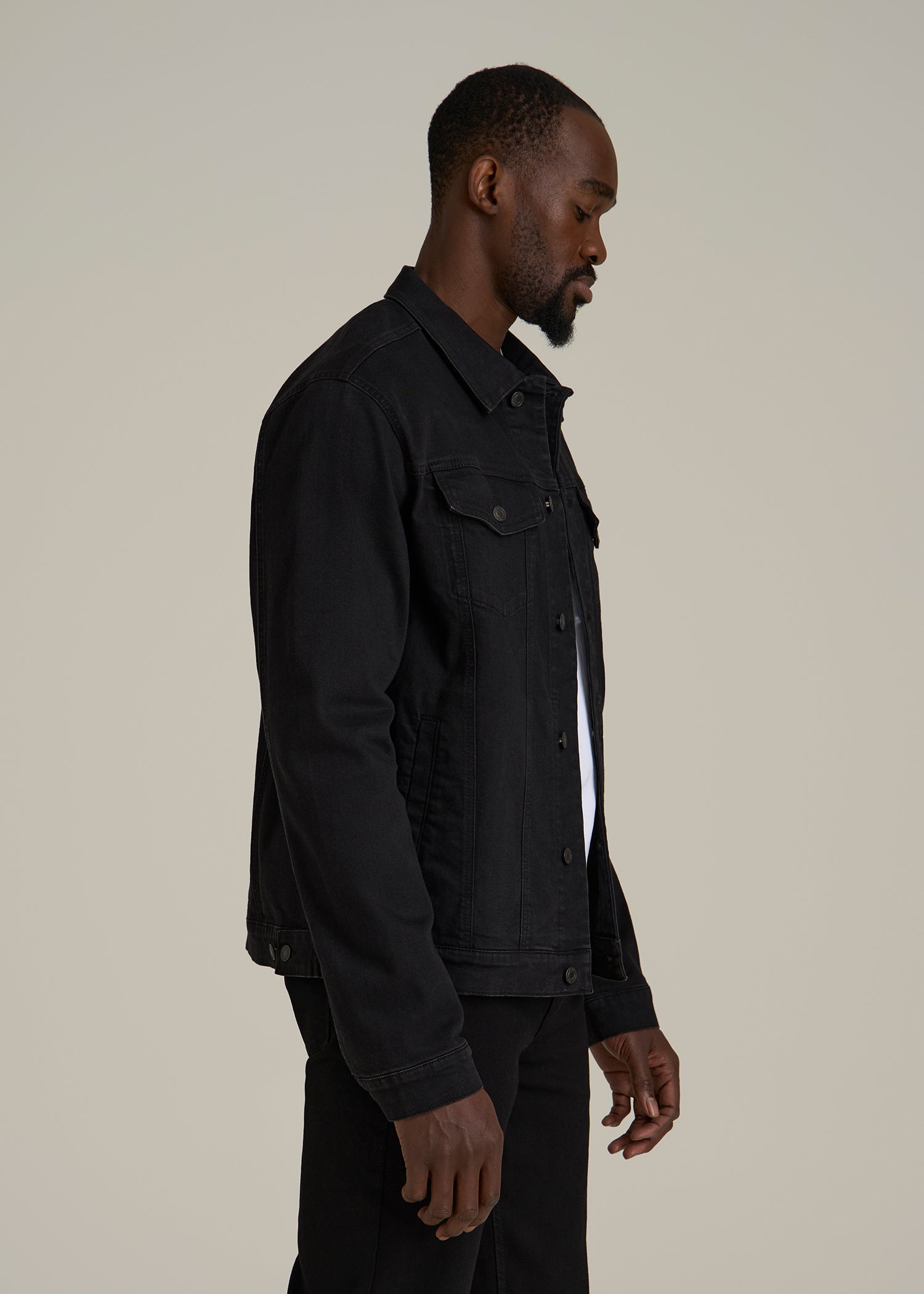 Classic Denim Jacket for Tall Men in Black