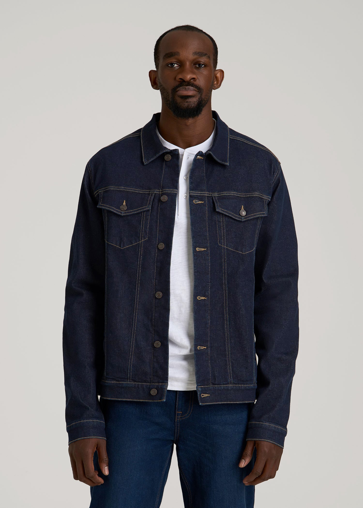Classic Denim Jacket for Tall Men in Rinse Wash XL / Extra Tall / Rinse Wash