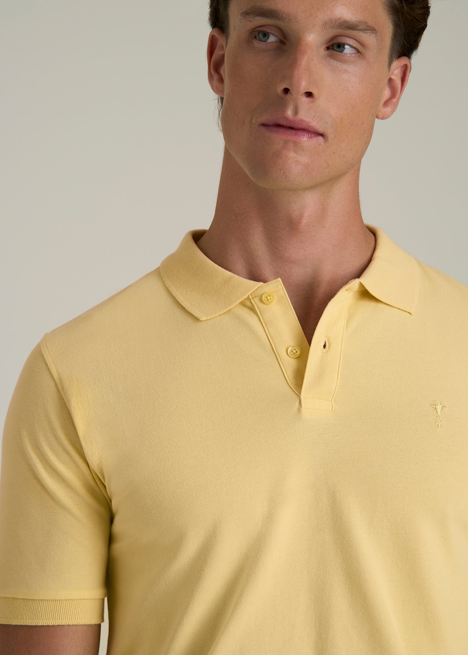 Men's Tall Classic Polo with Embroidered Logo in Lemon Drop