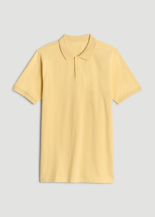 Classic Polo with Embroidered Logo for Tall Men in Lemon Drop