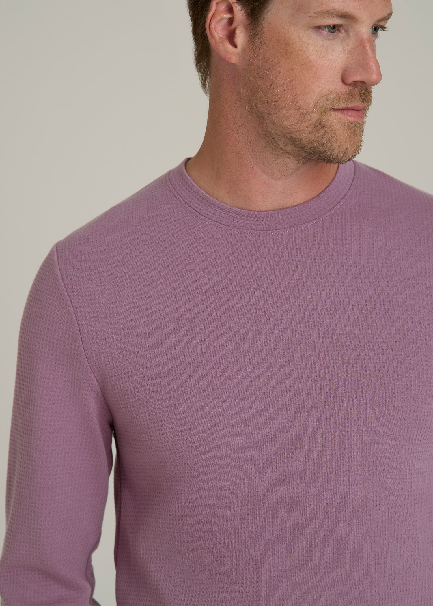 Cloud Knit Waffle Long Sleeve for Tall Men in Grapeade
