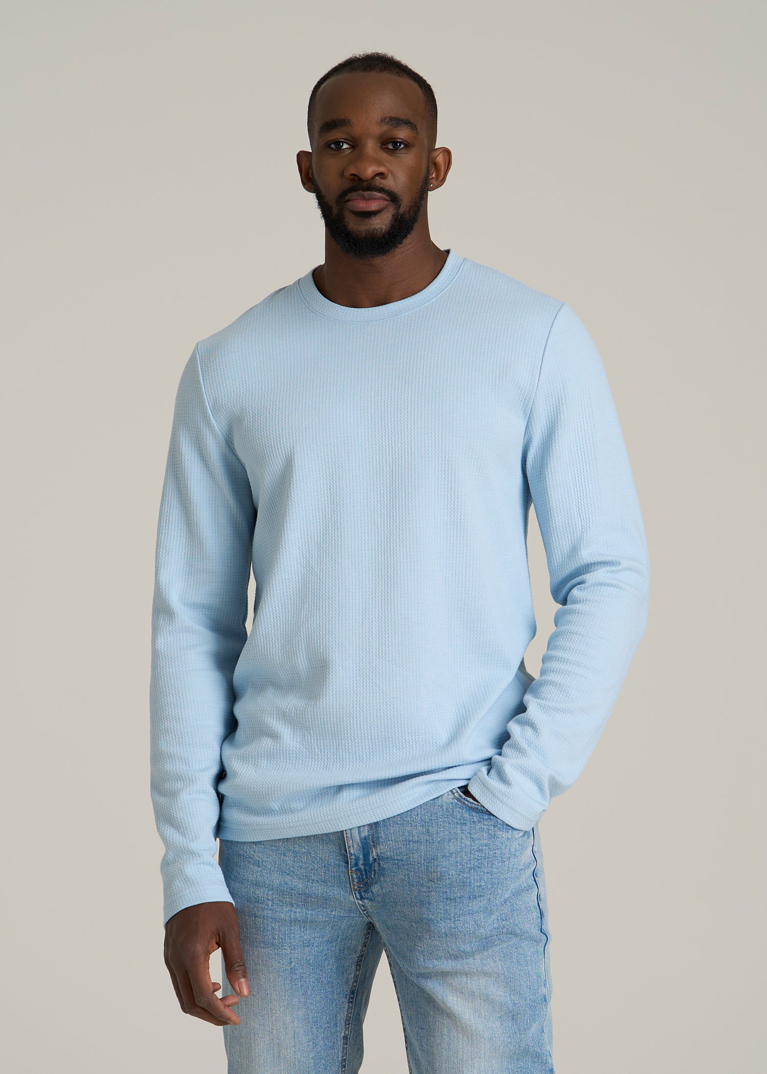 Cloud Knit Waffle Long Sleeve Tee for Tall Men American Tall