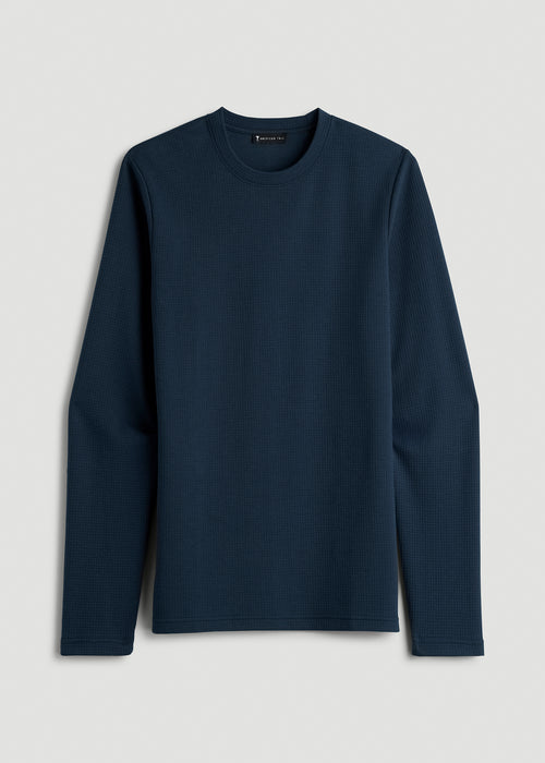 Cloud Knit Waffle Long Sleeve for Tall Men in Navy Blue