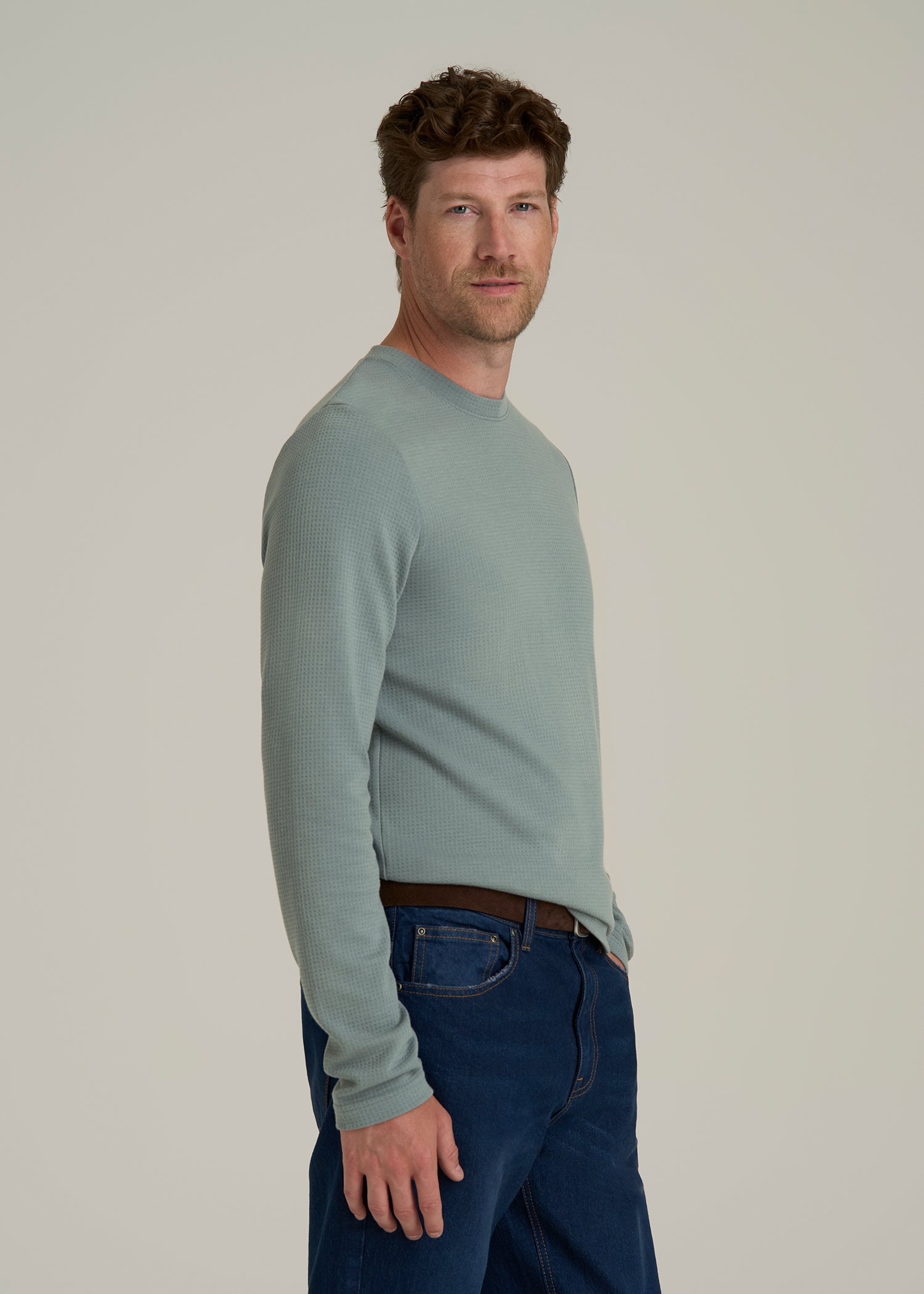 Cloud Knit Waffle Long Sleeve for Tall Men in Trooper