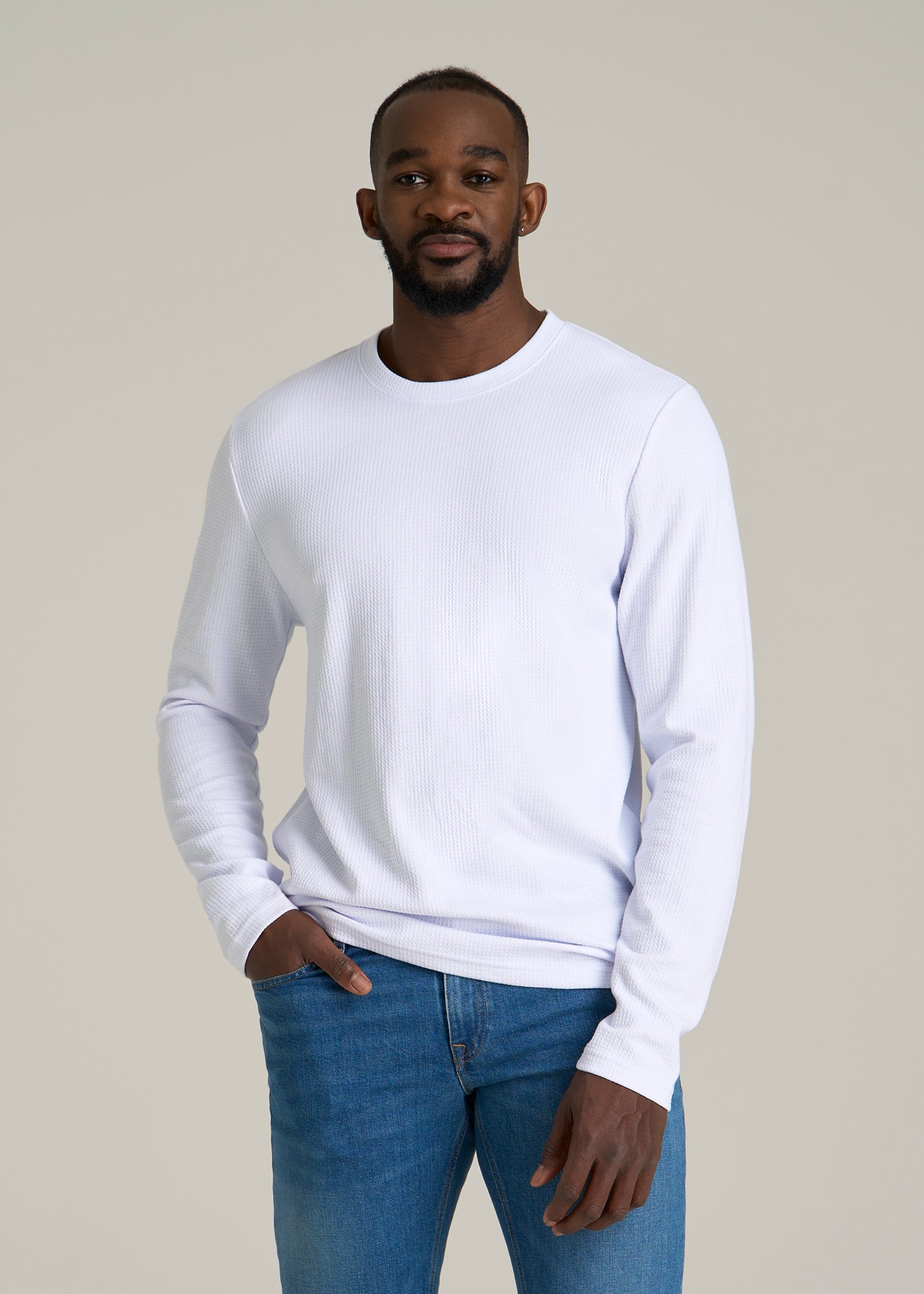 Cloud Knit Waffle Long Sleeve Tee for Tall Men American Tall