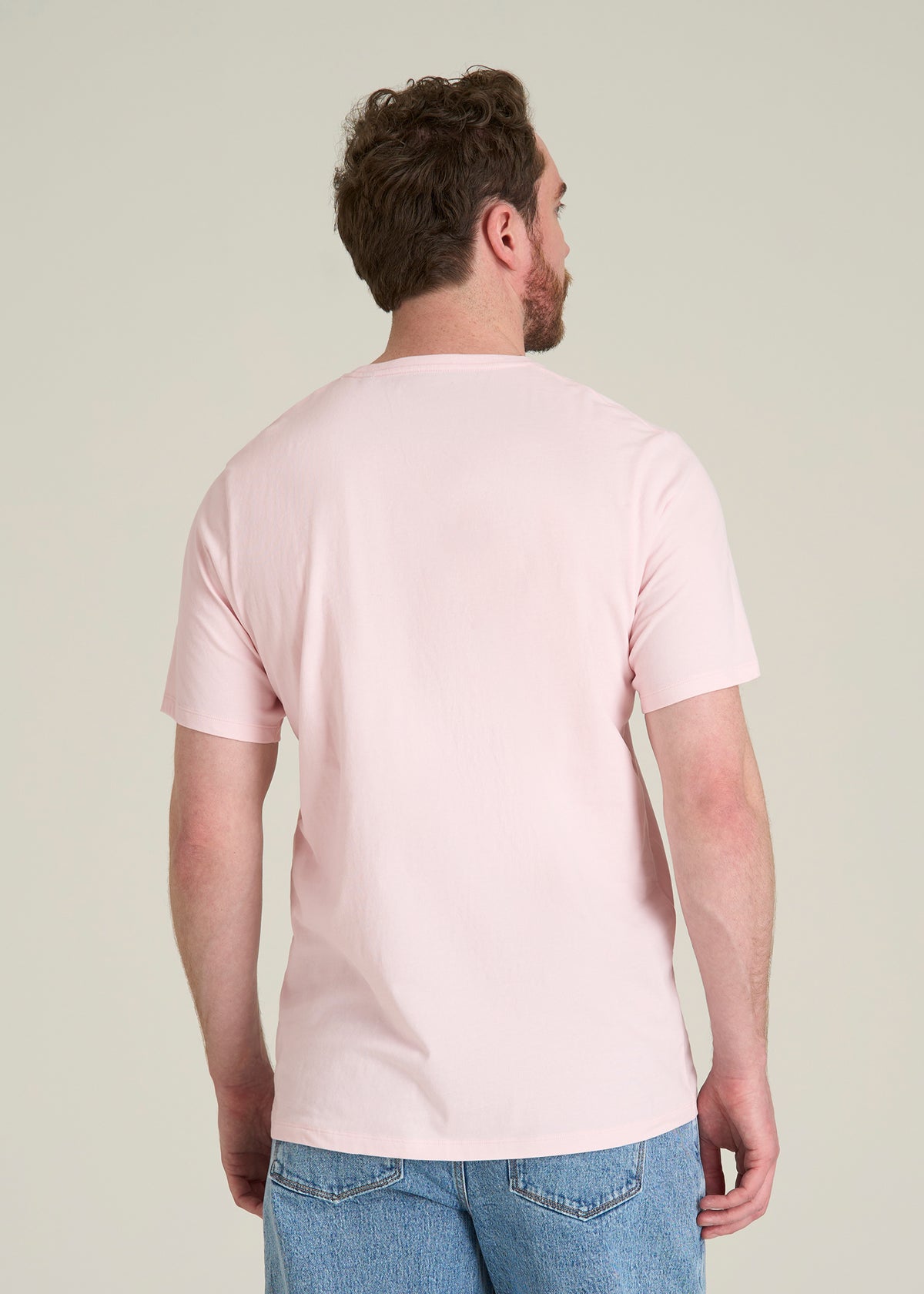 Core Cotton Crewneck Tee for Tall Men in Barely Pink