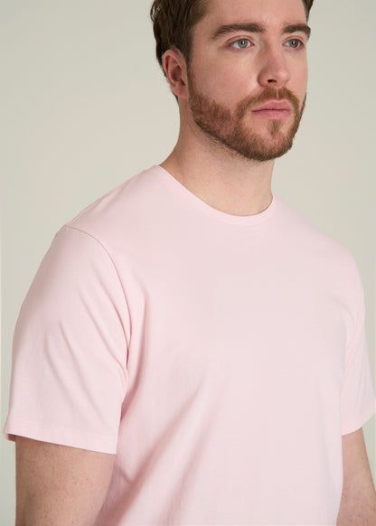 Core Cotton Crewneck Tee for Tall Men in Barely Pink