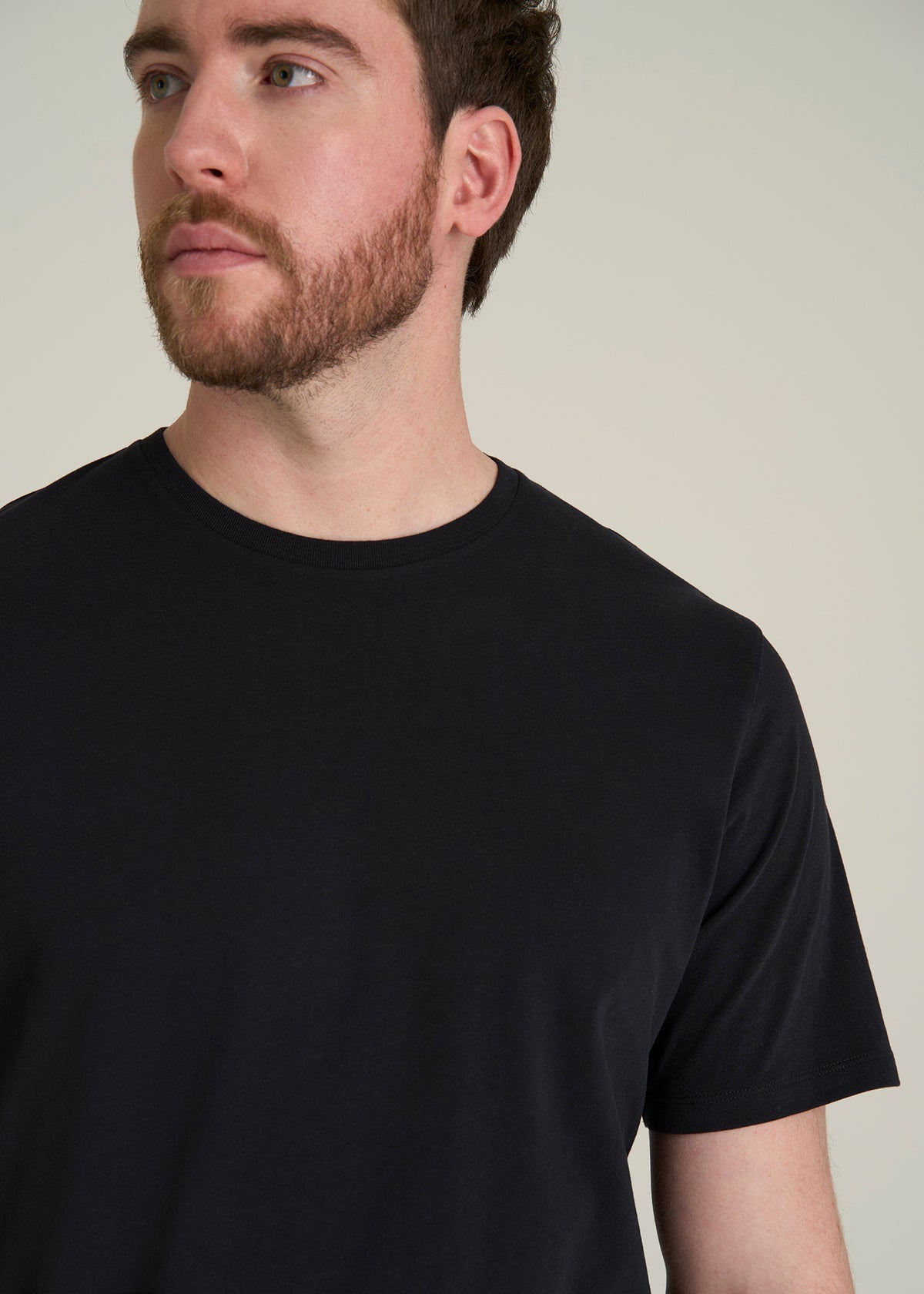Core Cotton Crewneck Tee for Tall Men in Black