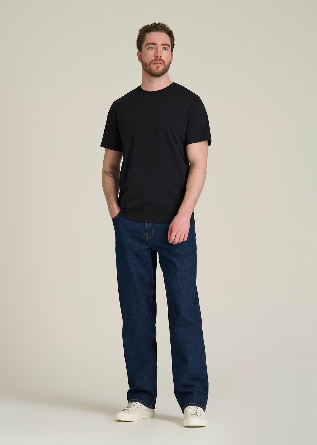 Core Cotton Crewneck Tee for Tall Men in Black