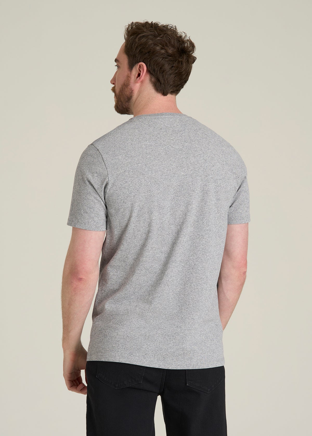 Core Cotton Crewneck Tee for Tall Men in Heathered Grey