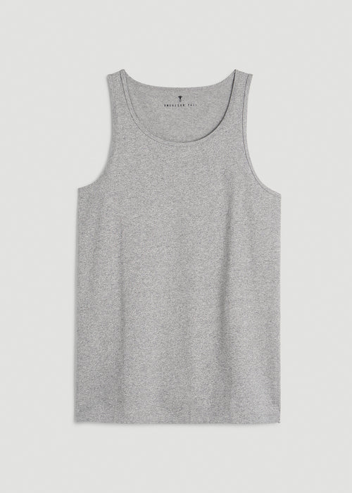 Core Cotton Tank for Tall Men in Heathered Grey