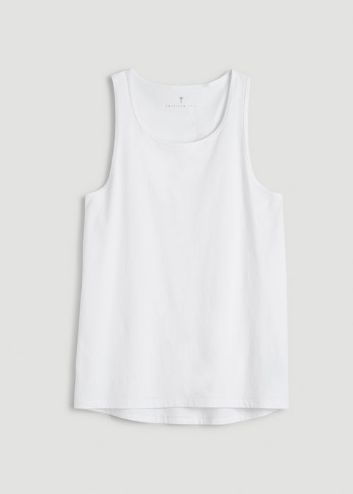 Core Cotton Tank for Tall Men in White