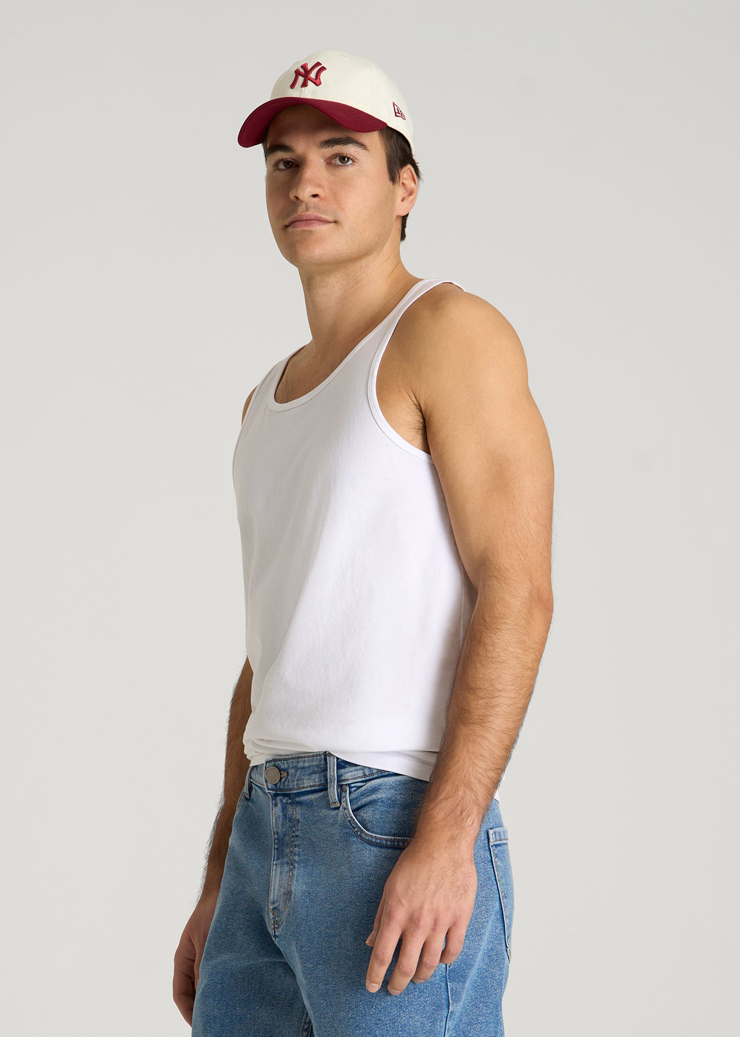 Core Cotton Tank for Tall Men in White