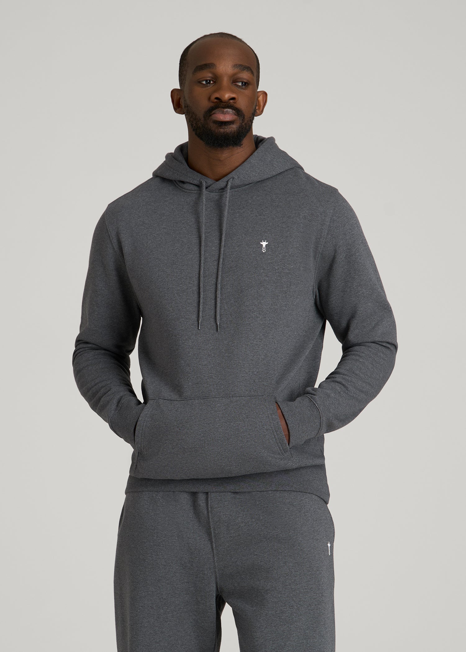 Core Motion Fleece Popover Hoodie for Tall Men in Charcoal Mix