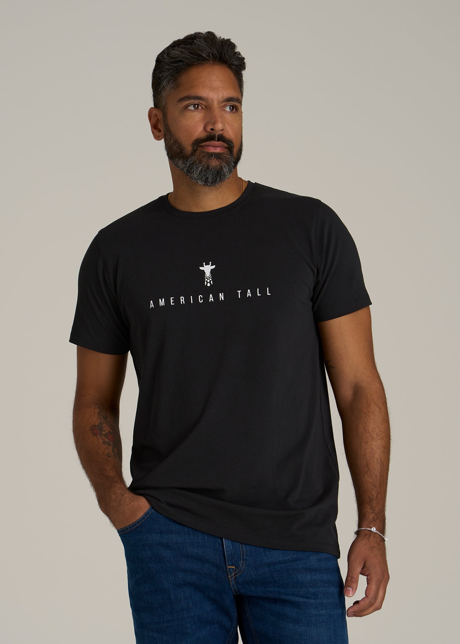 Logo Tee for Tall Men in Black