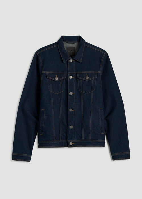 Denim Trucker Jacket for Tall Men in Raw Indigo