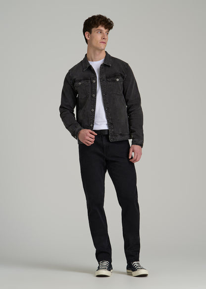 Men's Tall Denim Trucker Jacket in Washed Black