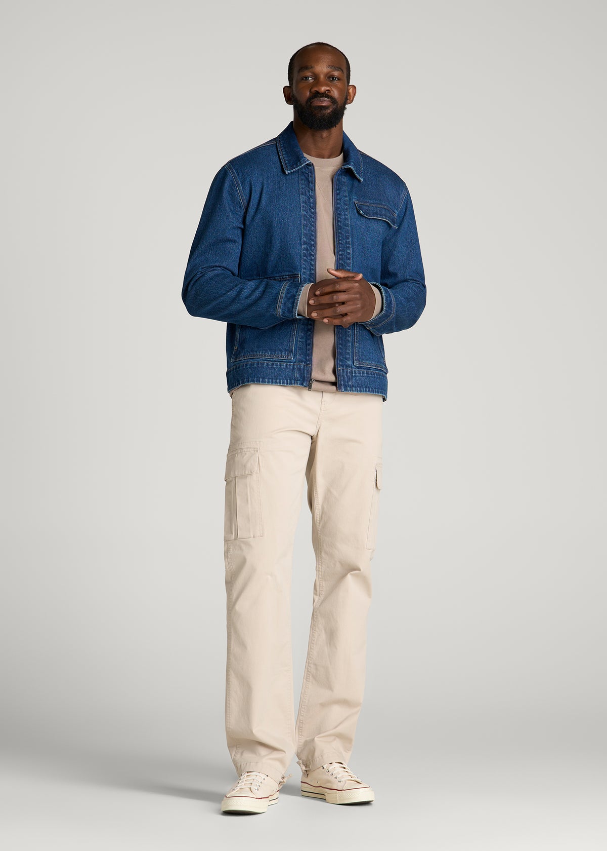 Denim Zip- Front Jacket for Tall Men in New Colorado Blue