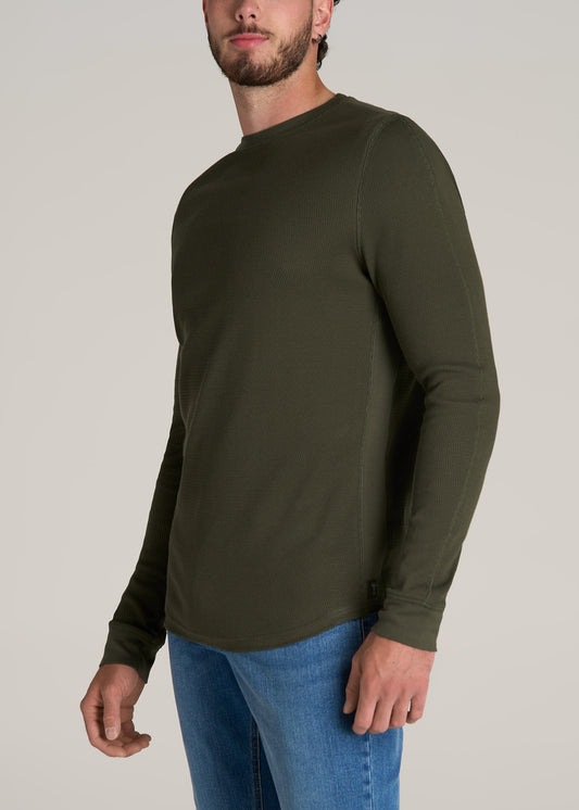 American-Tall-Men-Double-Honeycomb-Thermal-Crewneck-Dark-Olive-Green-side