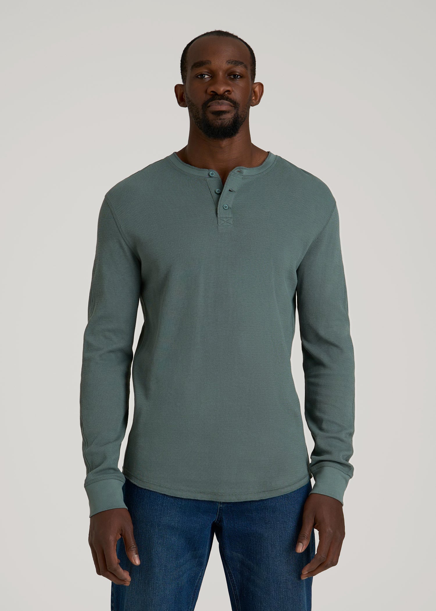 Double Honeycomb Thermal Long-Sleeve Henley Shirt for Tall Men