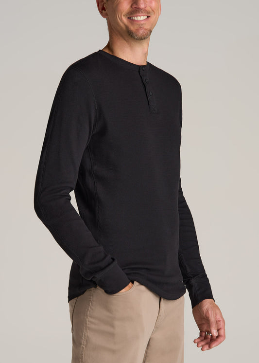 American-Tall-Men-Double-Honeycomb-Thermal-LS-Henley-Black-side