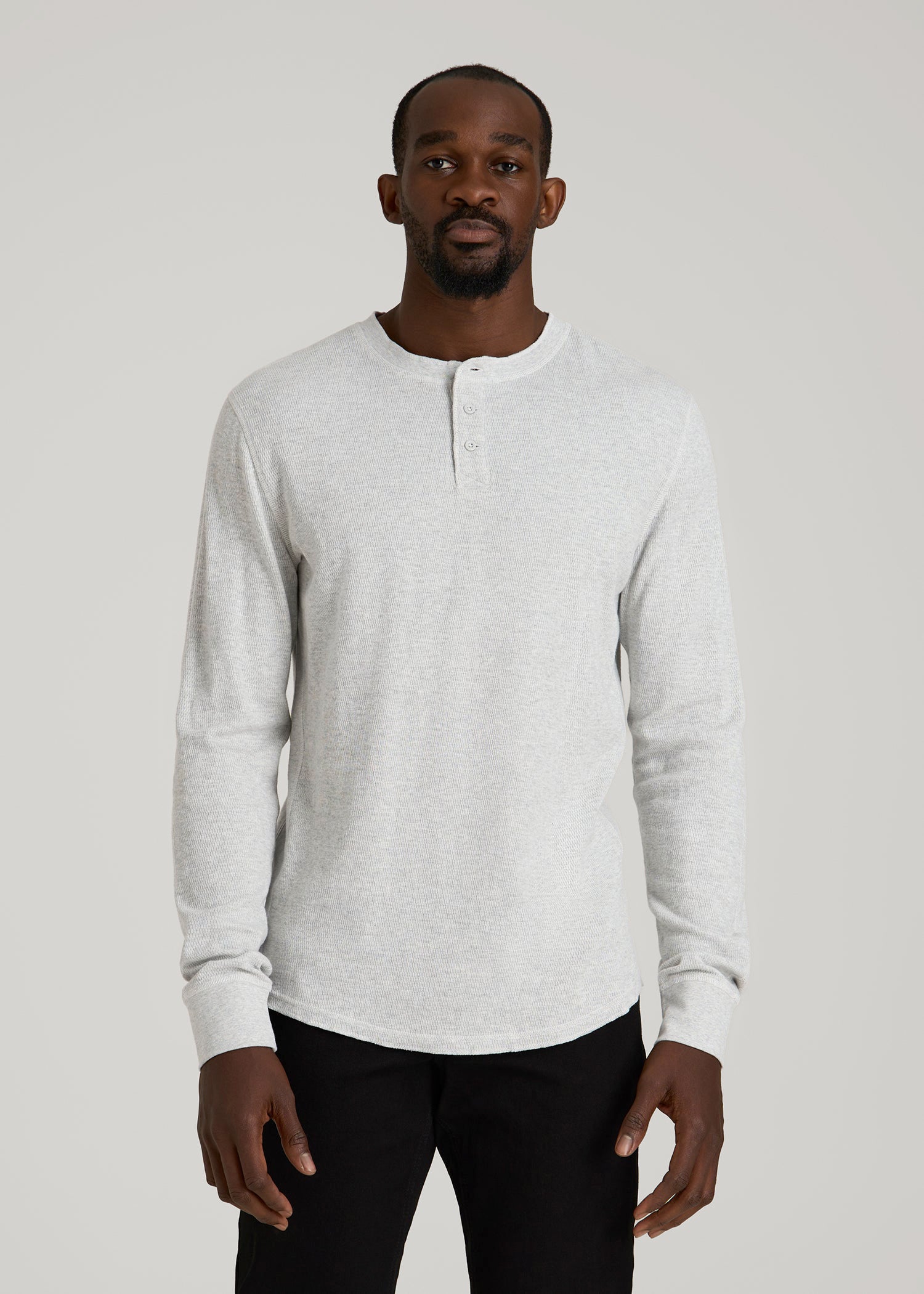 Double Honeycomb Thermal Long-Sleeve Henley Shirt for Tall Men 