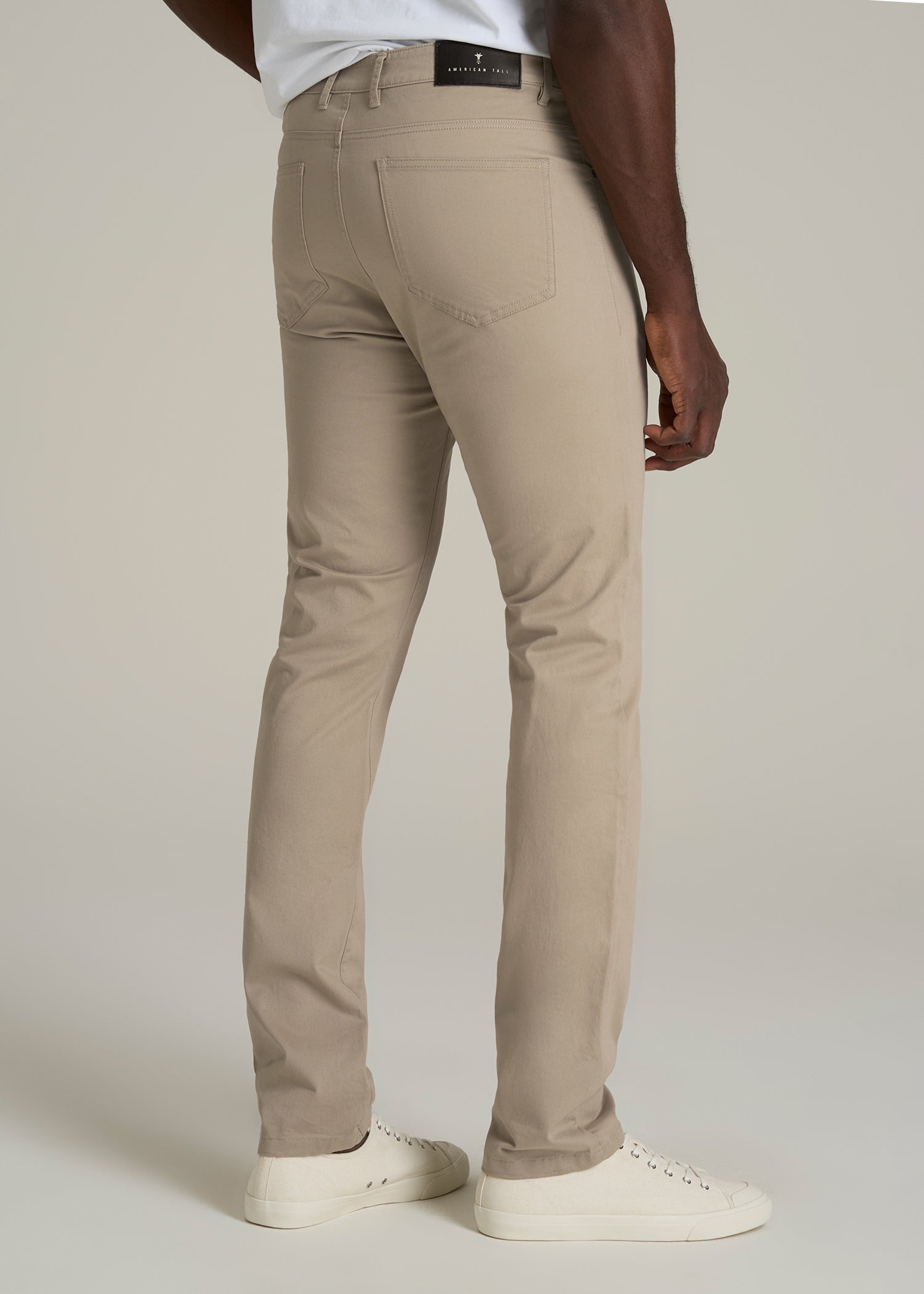 Dylan Slim Fit Five-Pocket Pants For Tall Men in Desert Khaki