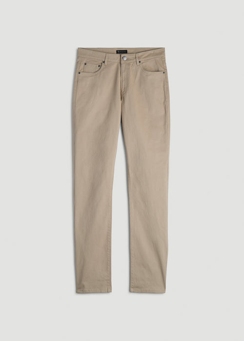 Dylan Slim Fit Five-Pocket Pants For Tall Men in Desert Khaki