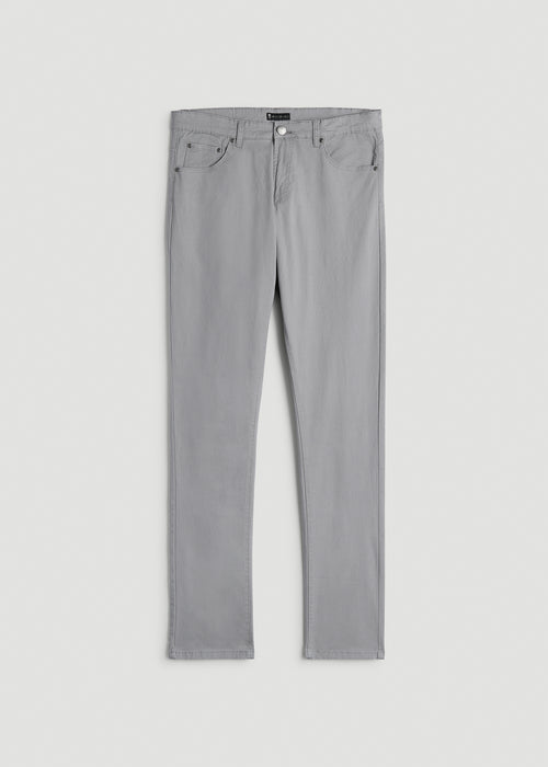 Dylan Slim Fit Five-Pocket Pants For Tall Men in Pebble Grey