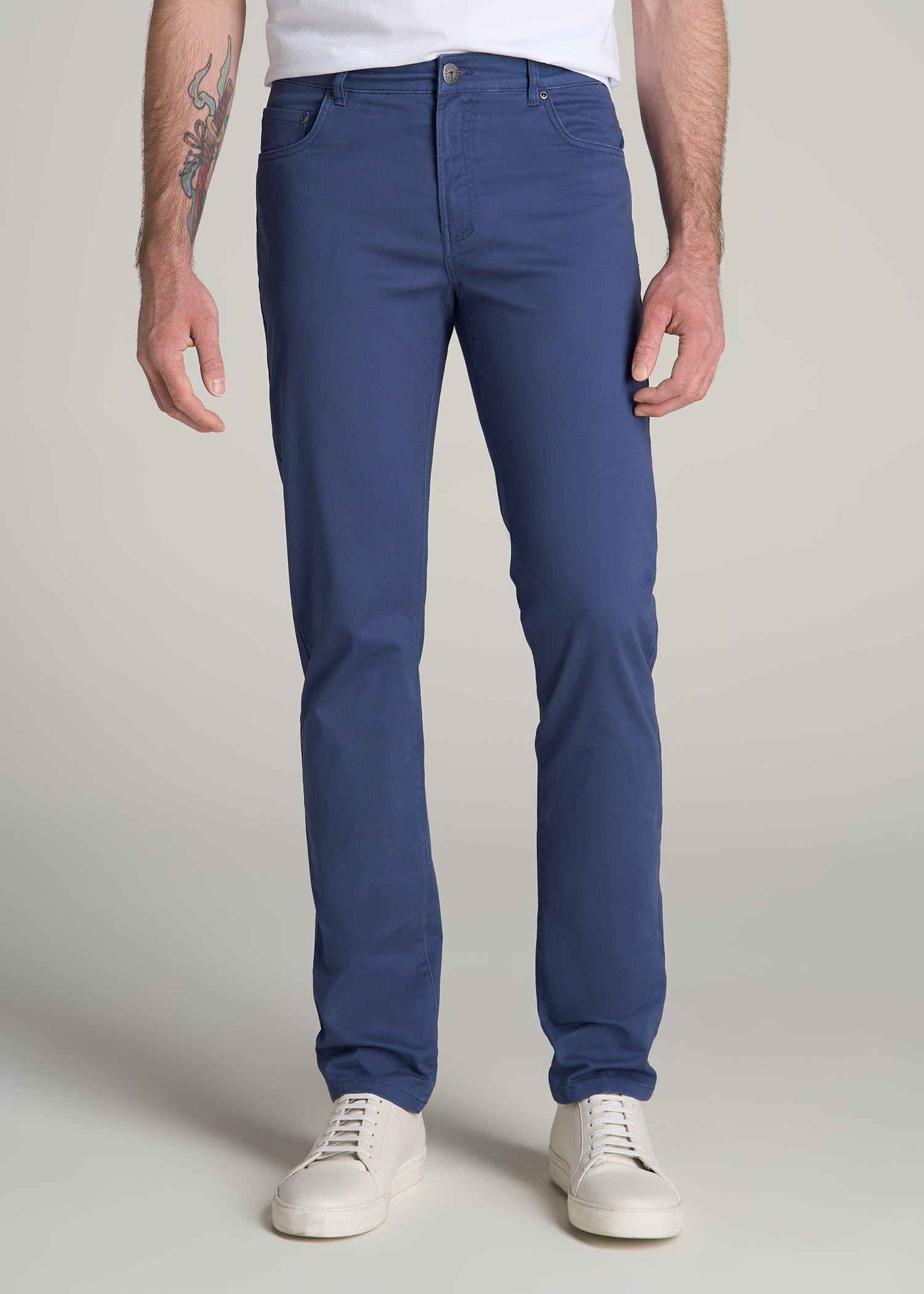 Dylan Slim Fit Five-Pocket Pants For Tall Men in Steel Blue