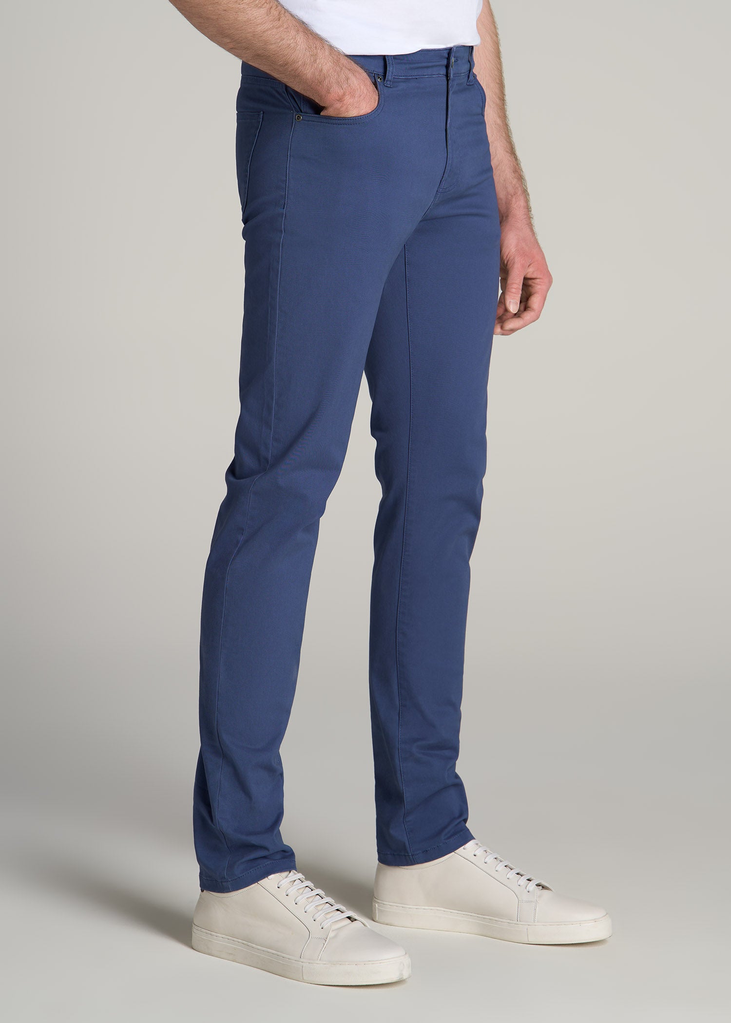 Dylan Slim Fit Five-Pocket Pants For Tall Men in Steel Blue