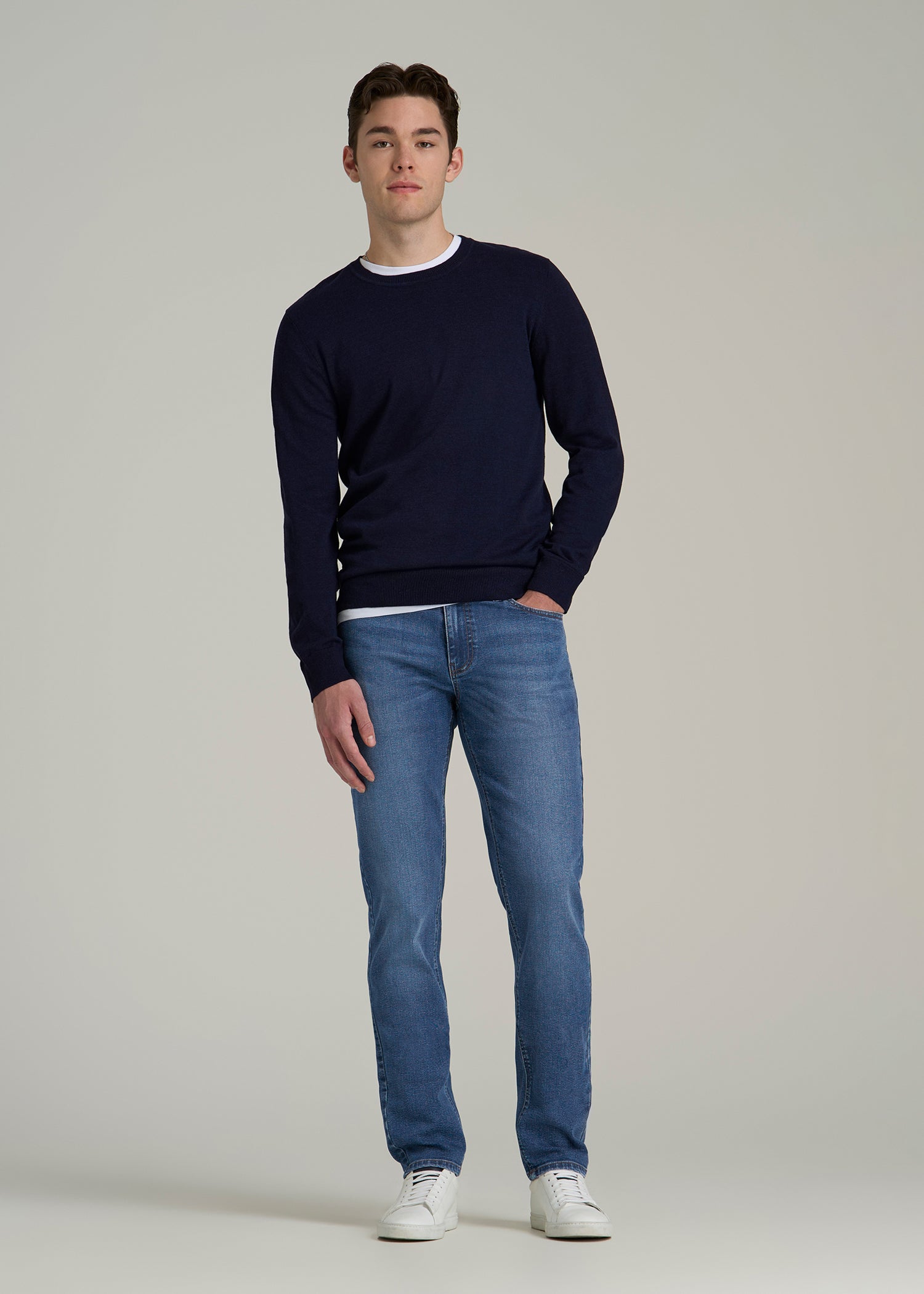 Dylan Slim Fit Jeans for Tall Men in Classic Mid Blue