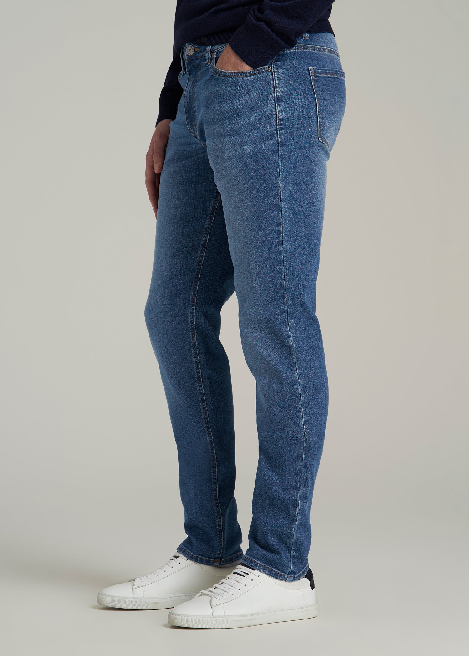Dylan Slim Fit Jeans for Tall Men in Classic Mid Blue