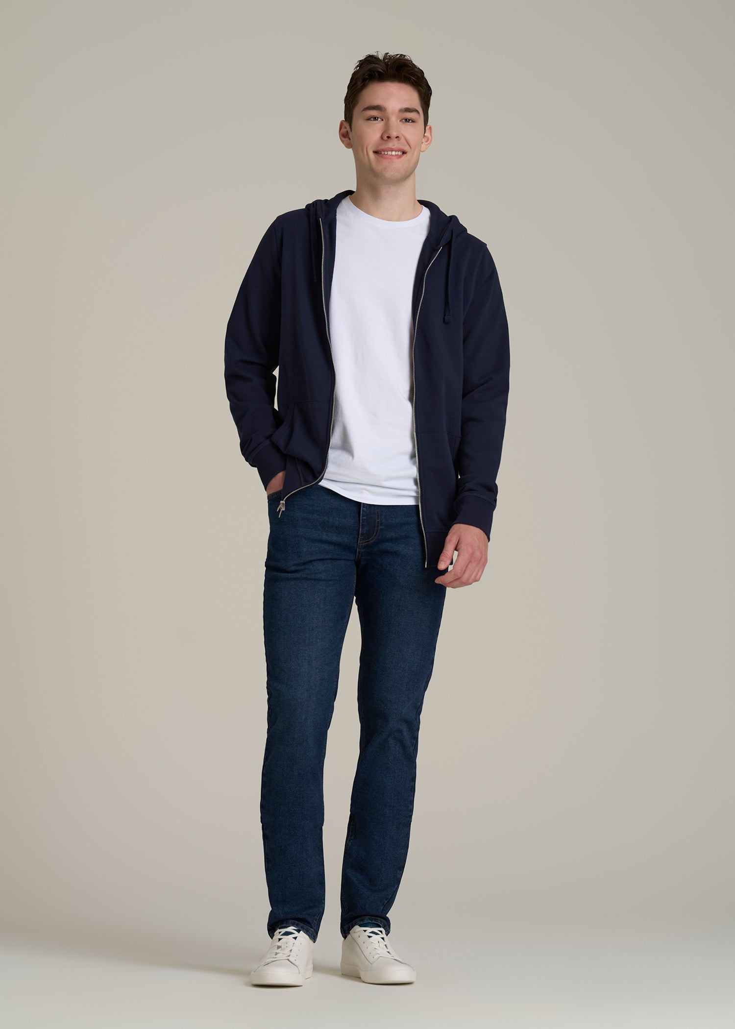 Dylan Slim Fit Jeans for Tall Men in Faded Dark Indigo