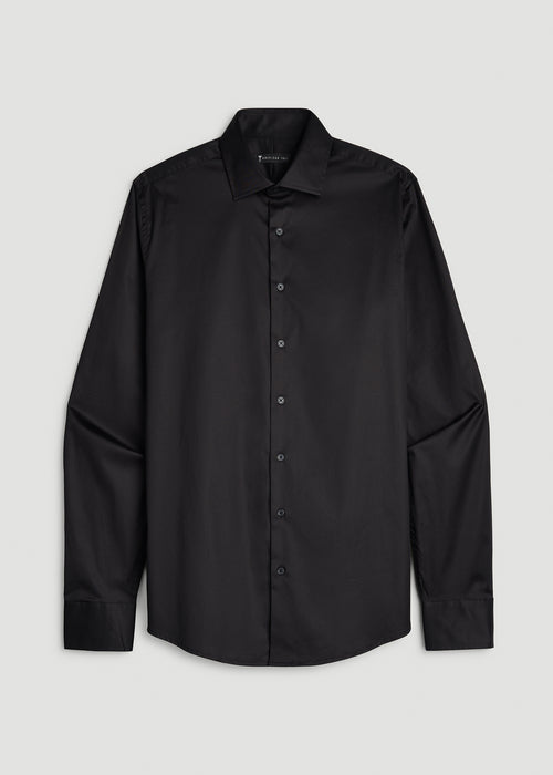 Easy Care Stretch Cotton Dress Shirt for Tall Men in Black
