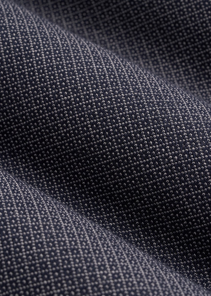 Embossed Geo Zip Collar Polo Shirt for Tall Men in Evening Blue