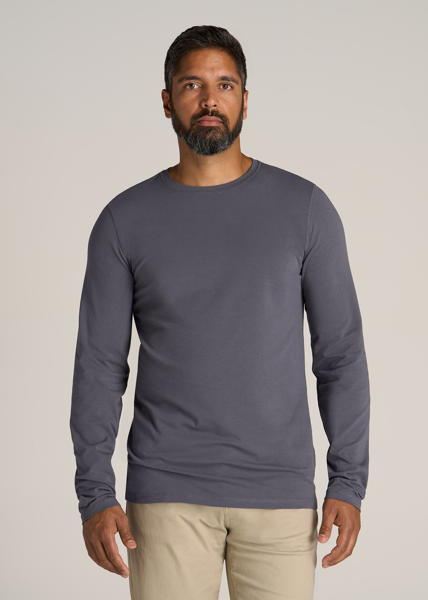 The Essential SLIM-FIT Long Sleeve Tee for Tall Men in Grey Blue