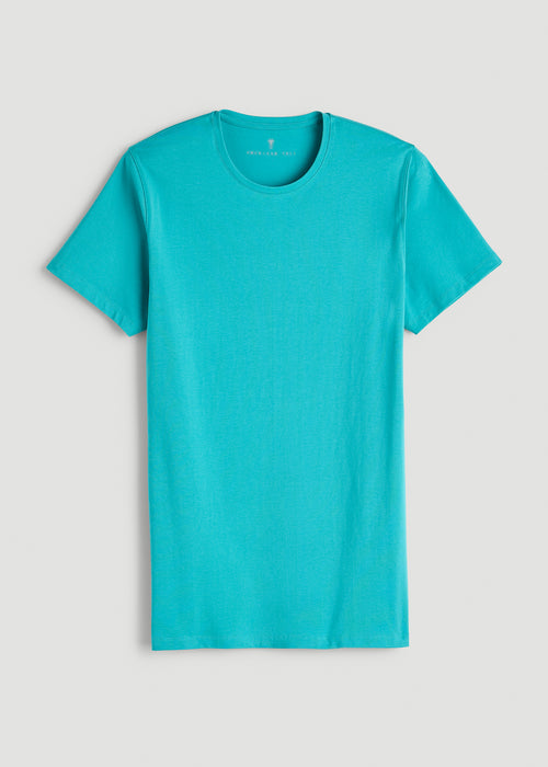 The Essential Modern Fit Crewneck Tee for Tall Men in Baltic Turquoise