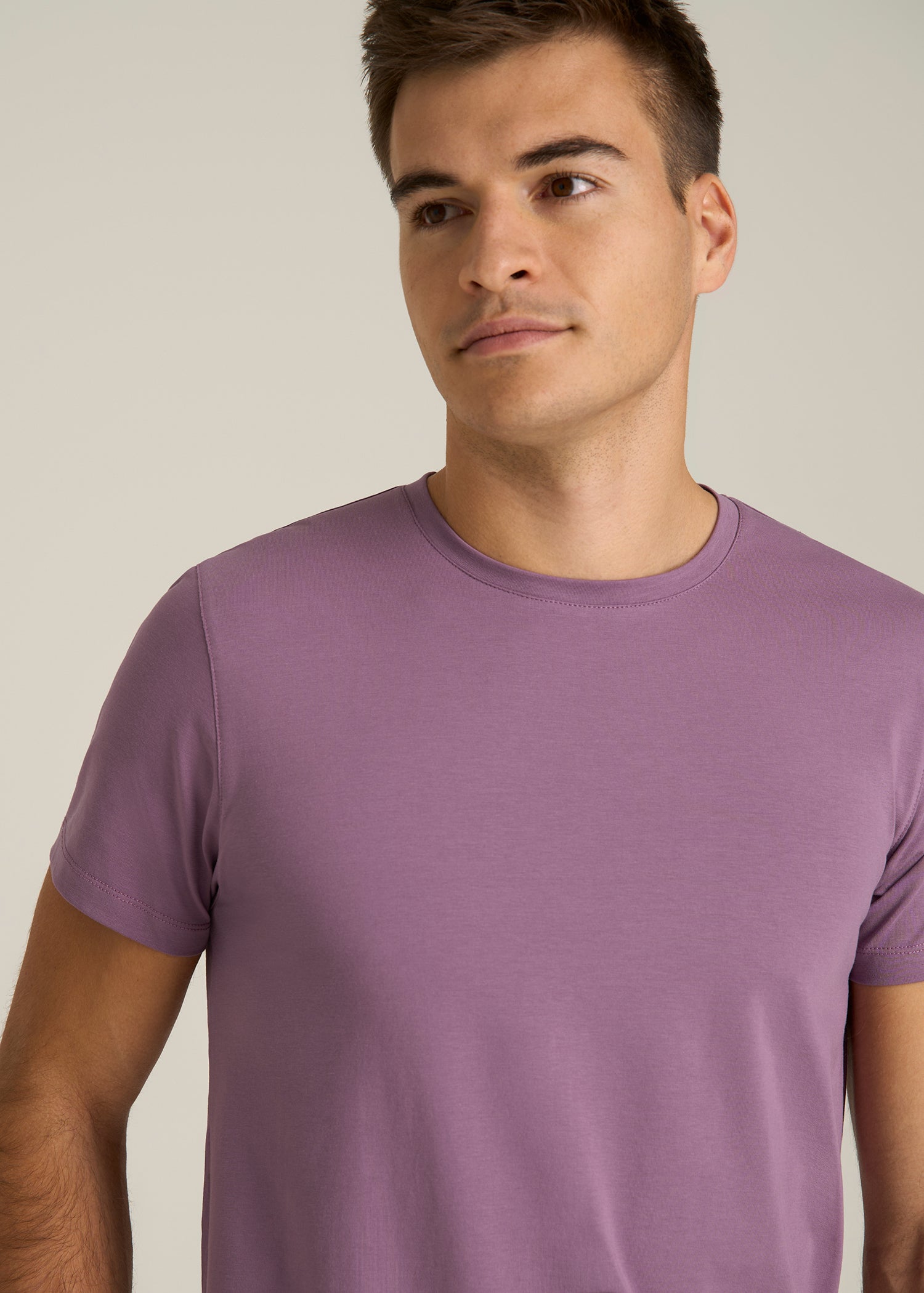 The Essential Modern Fit Crewneck Tee for Tall Men in Grapeade
