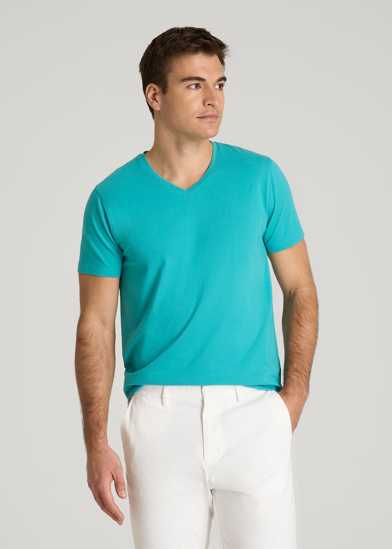 Stretch Cotton V-Neck T-Shirt for Tall Men | American Tall