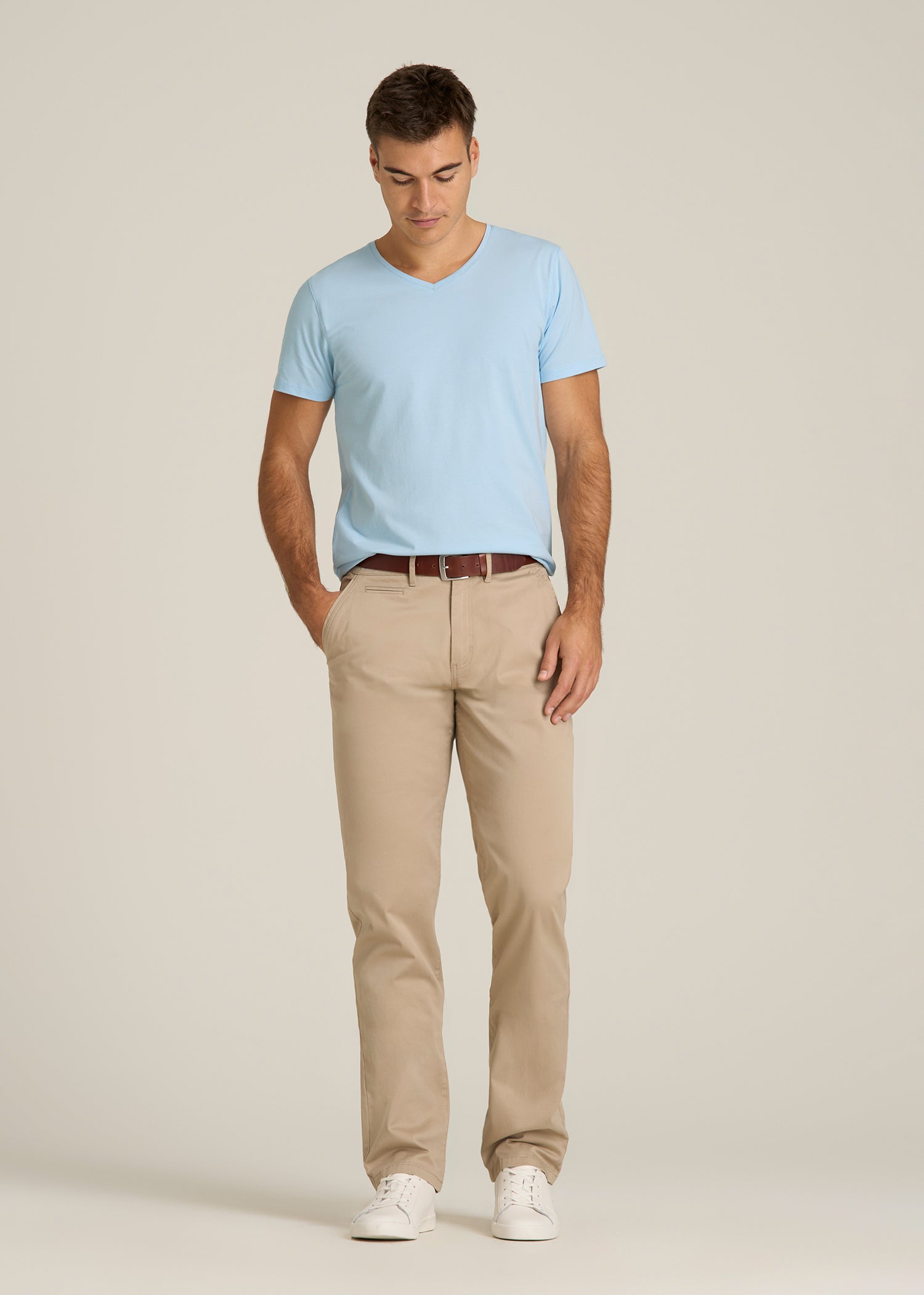 The Essential Modern Fit V-Neck Tee for Tall Men in Ice Blue