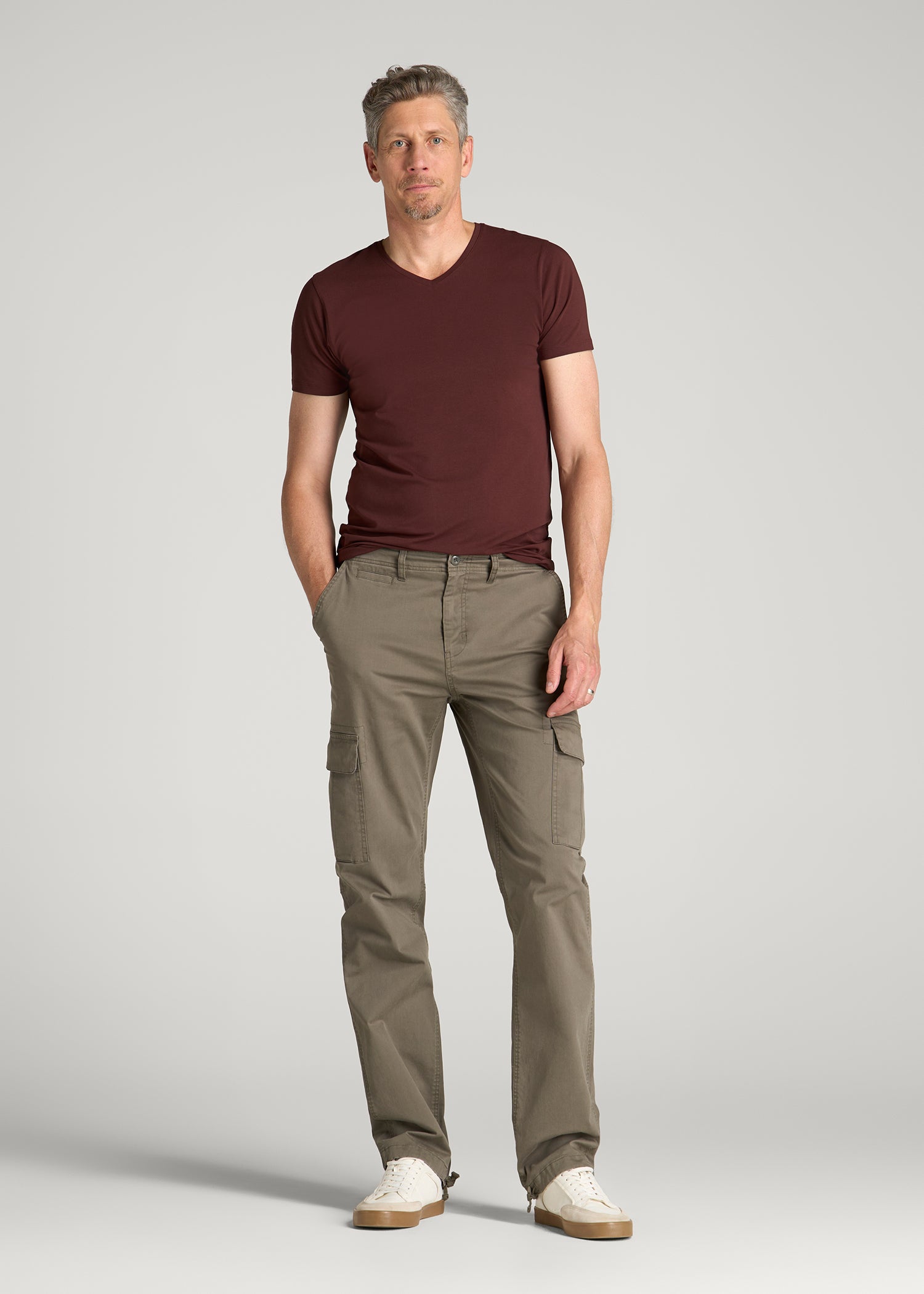 The Essential Modern Fit V-Neck Tee for Tall Men in Rum Raisin