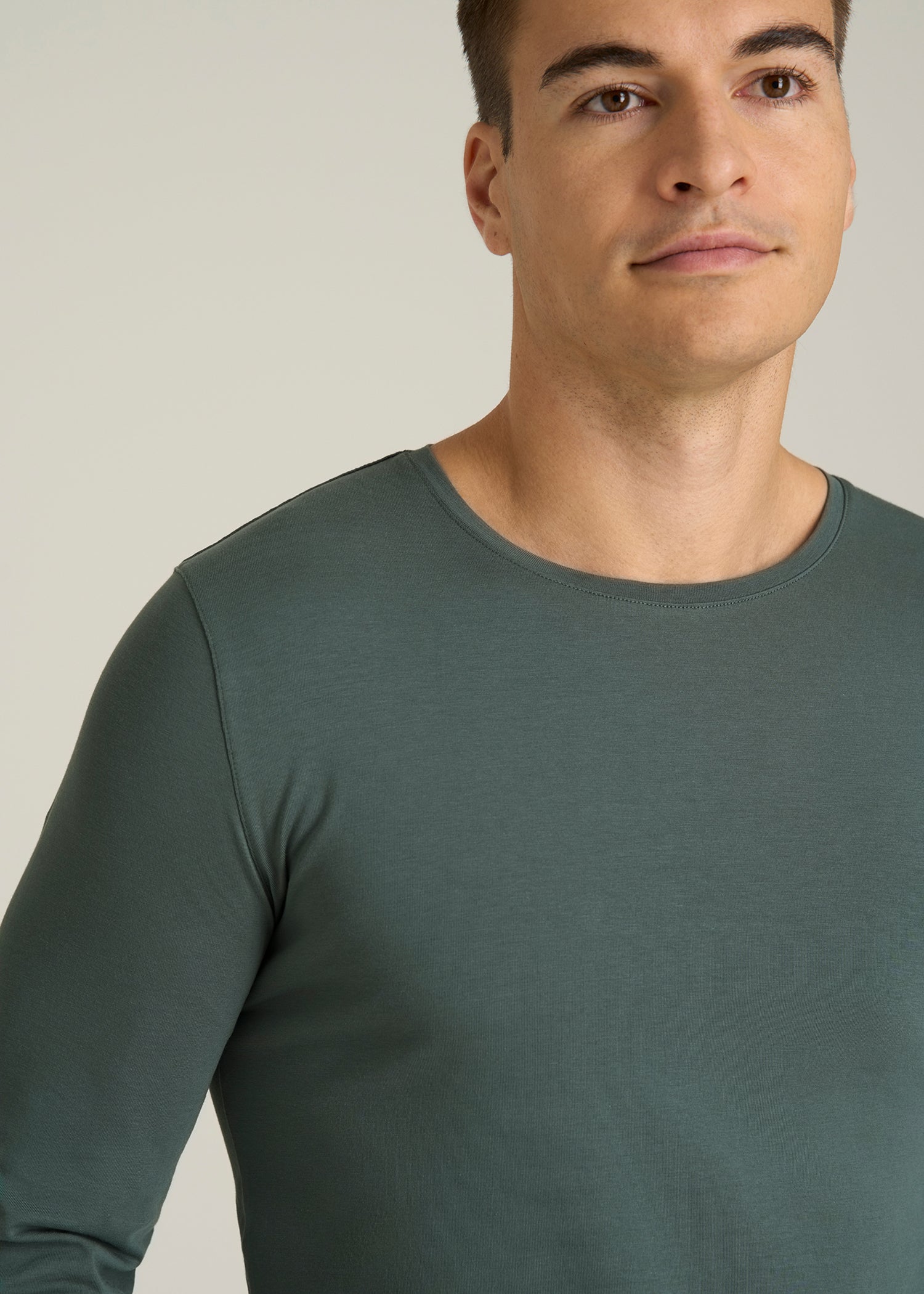 The Essential Slim Fit Long Sleeve Tee for Tall Men in Balsam Green