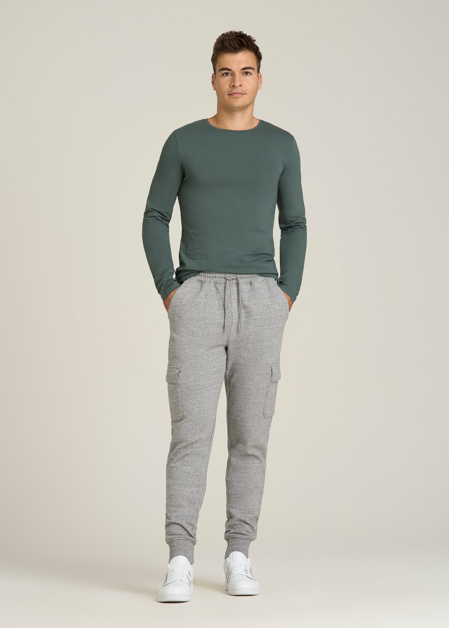 The Essential Slim Fit Long Sleeve Tee for Tall Men in Balsam Green