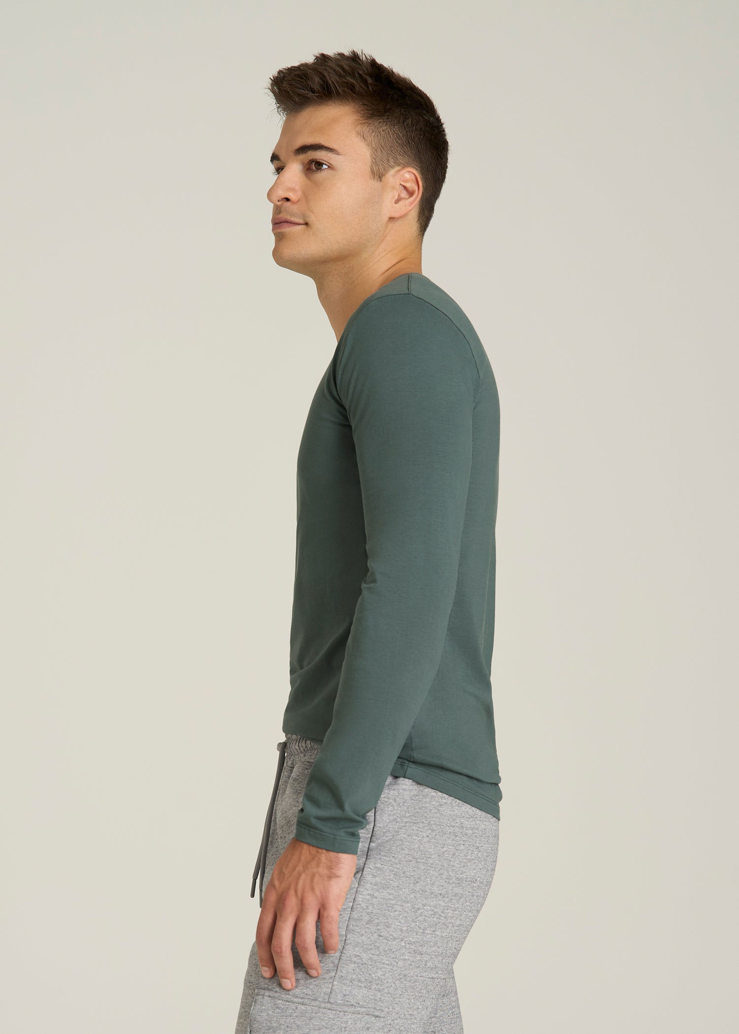 The Essential Slim Fit Long Sleeve Tee for Tall Men in Balsam Green